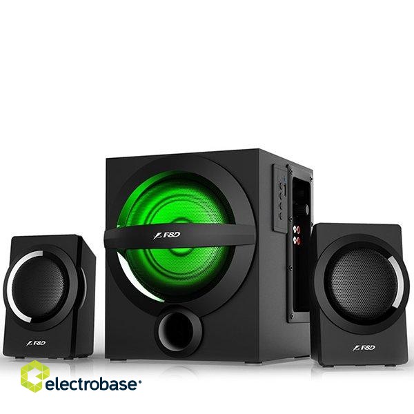 F&D A140X 2.1 Multimedia Speakers, 37W RMS (12Wx2+13W), 2x3'' Satellites + 4'' Subwoofer, BT 5.0/AUX/USB/FM/Multi-color LED/Remote Control/Wooden/Black