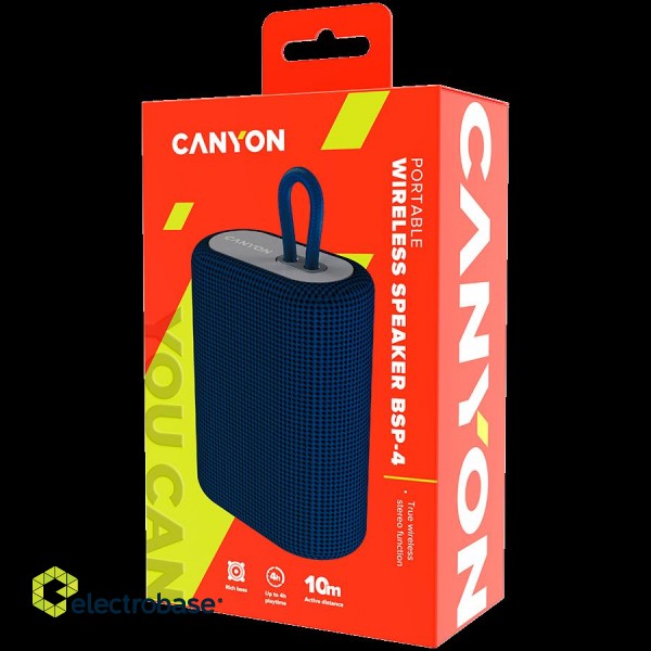 CANYON BSP-4, Bluetooth Speaker, BT V5.0, BLUETRUM AB5365A, TF card support, Type-C USB port, 1200mAh polymer battery, Blue, cable length 0.42m, 114*93*51mm, 0.29kg image 4