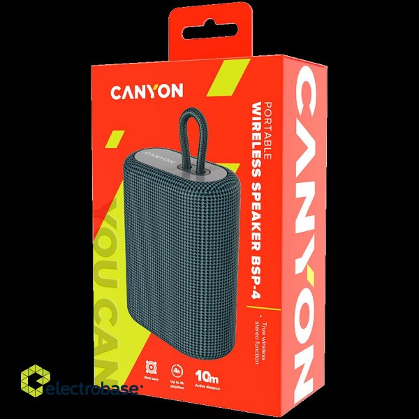 CANYON BSP-4, Bluetooth Speaker, BT V5.0, BLUETRUM AB5365A, TF card support, Type-C USB port, 1200mAh polymer battery, Dark grey, cable length 0.42m, 114*93*51mm, 0.29kg image 4