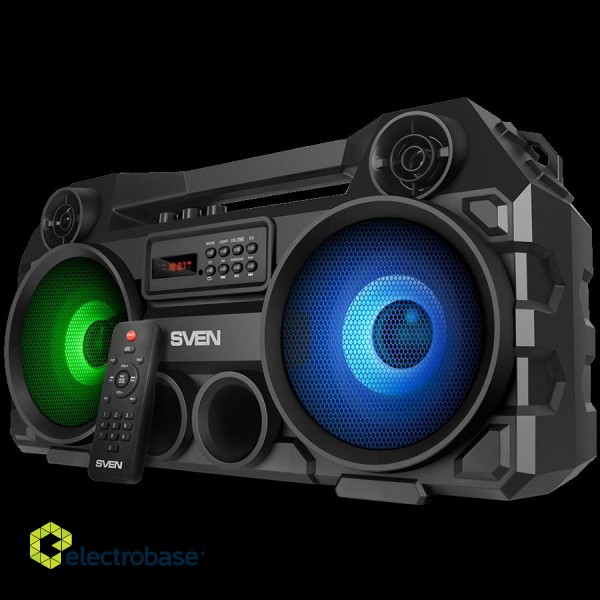 Speaker SVEN PS-580, black (36W, TWS, Bluetooth, FM, USB, microSD, LED-display, RC, 2000mA*h) paveikslėlis 1