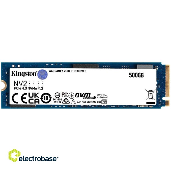 Kingston 500GB NV2 M.2 2280 PCIe 4.0 NVMe SSD, up to 3500/2100MB/s, 160TB, EAN: 740617329858