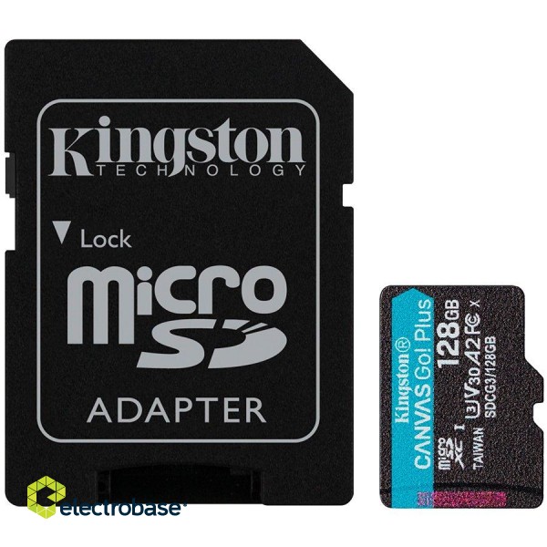 Kingston 128GB microSDXC Canvas Go Plus 170R A2 U3 V30 Card + ADP, EAN: 740617301182 image 1