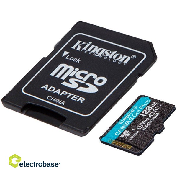 Kingston 128GB microSDXC Canvas Go Plus 170R A2 U3 V30 Card + ADP, EAN: 740617301182 image 2