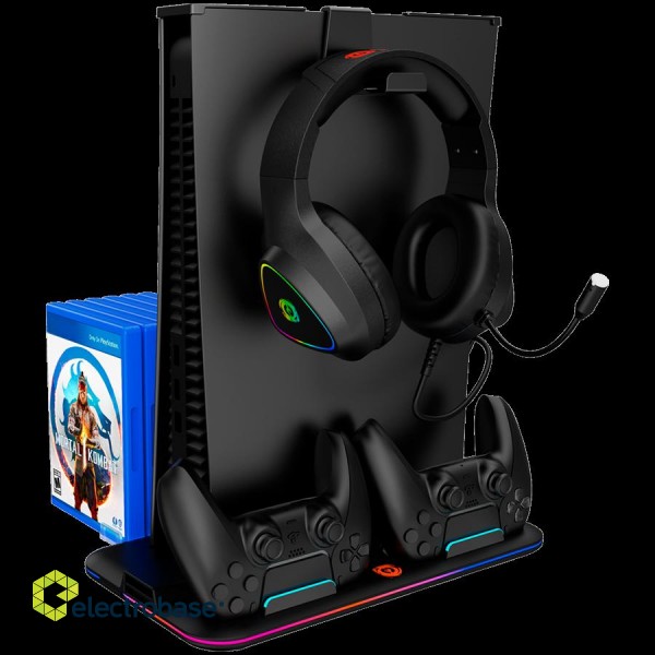 CANYON cooling stand CS-5 RGB PS5 Charge Black paveikslėlis 1