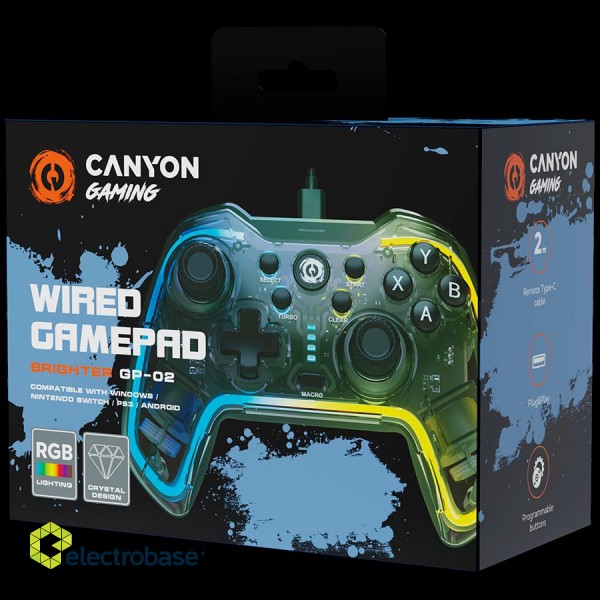 CANYON GP-02, Wired gamepad for Windows/PS3/Android media box/android tv set/Nintendo Switch, 2M cable, 152*110*55mm, 215g image 5