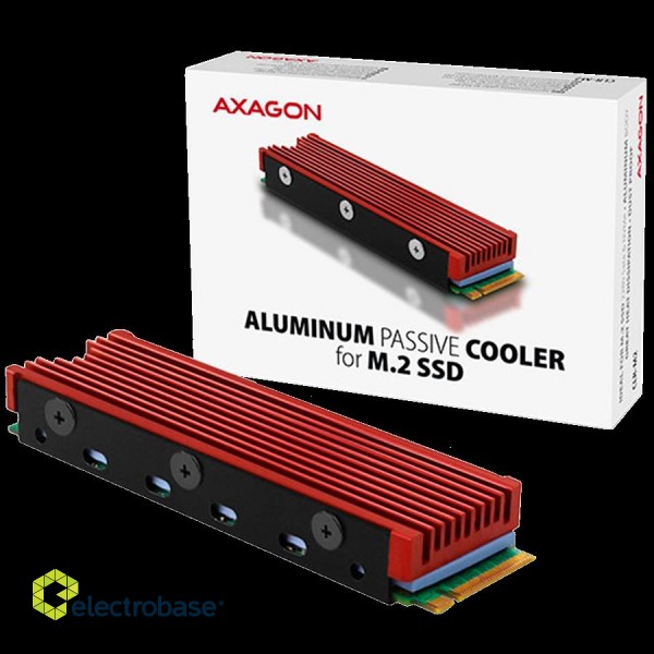 AXAGON CLR-M2 passive - M.2 SSD, 80mm SSD, ALU body, silicone thermal pads