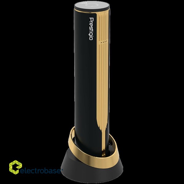 Prestigio Maggiore, smart wine opener, 100% automatic, opens up to 70 bottles without recharging, foil cutter included, premium design, 480mAh battery, Dimensions D 48*H228mm, black + gold color. image 3
