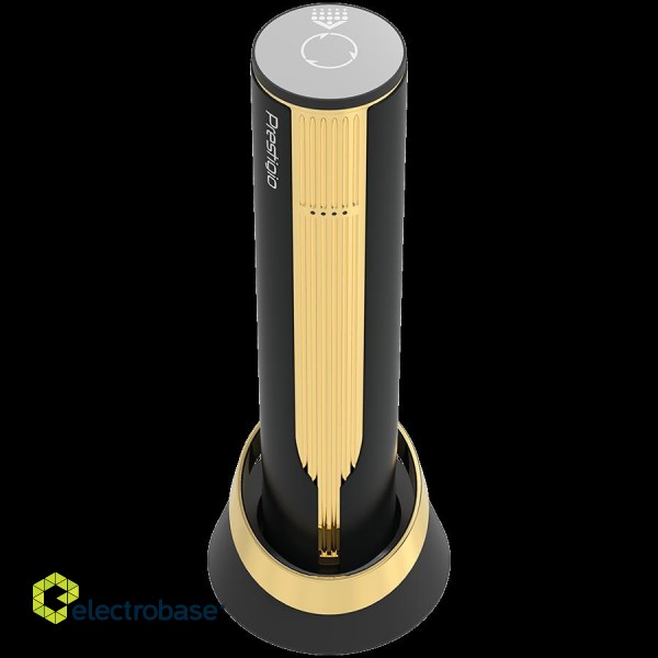 Prestigio Maggiore, smart wine opener, 100% automatic, opens up to 70 bottles without recharging, foil cutter included, premium design, 480mAh battery, Dimensions D 48*H228mm, black + gold color. image 6