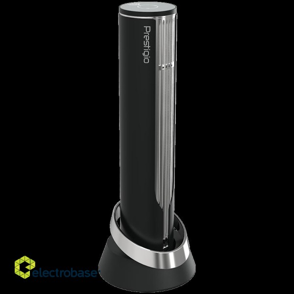 Prestigio Maggiore, smart wine opener, 100% automatic, opens up to 70 bottles without recharging, foil cutter included, premium design, 480mAh battery, Dimensions D 48*H228mm, black + silver color. paveikslėlis 3
