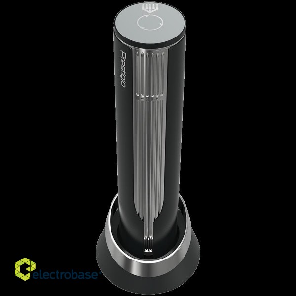 Prestigio Maggiore, smart wine opener, 100% automatic, opens up to 70 bottles without recharging, foil cutter included, premium design, 480mAh battery, Dimensions D 48*H228mm, black + silver color. фото 6