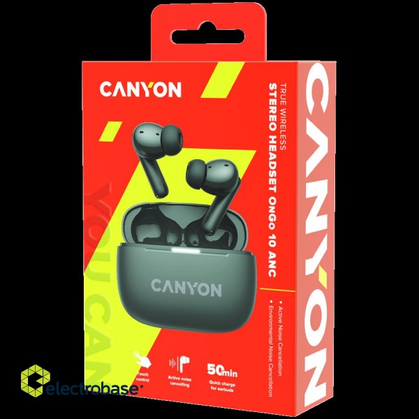 CANYON headset OnGo TWS-10 ANC+ENC Grey paveikslėlis 8