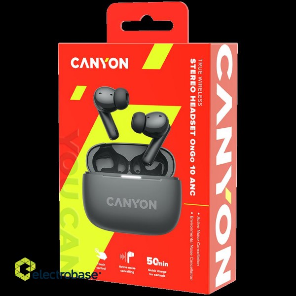 CANYON headset OnGo TWS-10 ANC+ENC Grey paveikslėlis 9