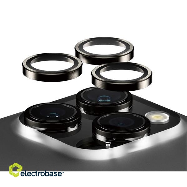 PanzerGlass™ Hoops Camera Lens Protector iPhone 15 Pro | 15 Pro Max | Black Metal