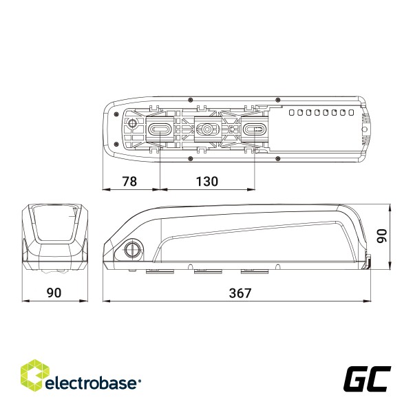 Green Cell® GC PowerMove E-Bike Battery 36V 14.5Ah Li-Ion Down Tube with Charger paveikslėlis 3