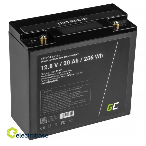 Green Cell LiFePO4 Battery 12V 12.8V 20Ah for photovoltaic system, campers and boats image 2