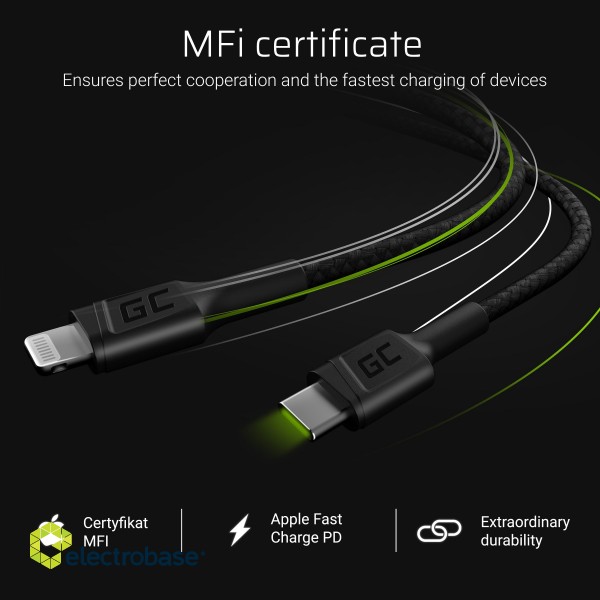 Green Cell Cable GC Power Stream USB-C - Lightning 100 cm with Power Delivery (Apple MFi Certified) image 5