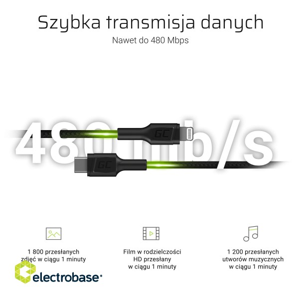 Green Cell Cable GC Power Stream USB-C - Lightning 100 cm with Power Delivery (Apple MFi Certified) image 3