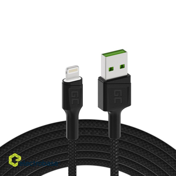 Green Cell Cable Ray USB-A - Lightning White LED 120cm with support for Apple 2.4A fast charging image 1