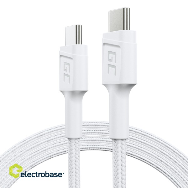 Cable White USB-C Type C 1,2m Green Cell PowerStream with fast charging Power Delivery 60W, Ultra Charge, Quick Charge 3.0 paveikslėlis 1