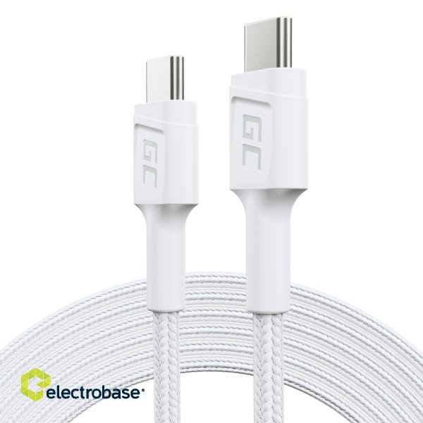 Cable White USB-C Type C 2m Green Cell PowerStream with fast charging Power Delivery 60W, Ultra Charge, Quick Charge 3.0 paveikslėlis 1