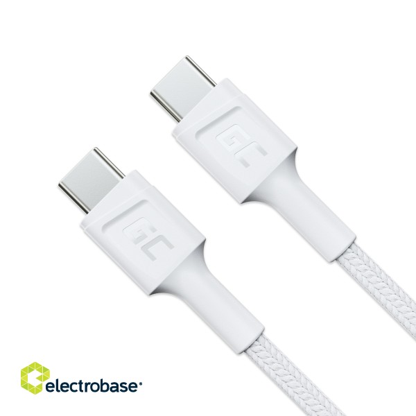 Cable White USB-C Type C 2m Green Cell PowerStream with fast charging Power Delivery 60W, Ultra Charge, Quick Charge 3.0 paveikslėlis 2