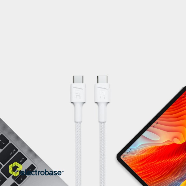 Cable White USB-C Type C 1,2m Green Cell PowerStream with fast charging Power Delivery 60W, Ultra Charge, Quick Charge 3.0 paveikslėlis 3