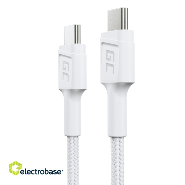 Cable White USB-C Type C 30cm Green Cell PowerStream with fast charging Power Delivery 60W, Ultra Charge, Quick Charge 3.0 paveikslėlis 1