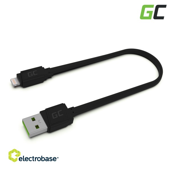 Green Cell Cable GCmatte Lightning Flat cable 25 cm with fast charging Apple 2.4A image 1