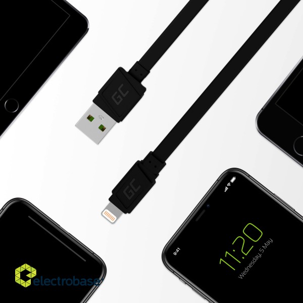 Green Cell Cable GCmatte Lightning Flat cable 25 cm with fast charging Apple 2.4A image 4