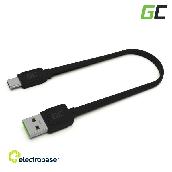 Green Cell Cable GCmatte USB-C Flat cable 25 cm with fast charging фото 1