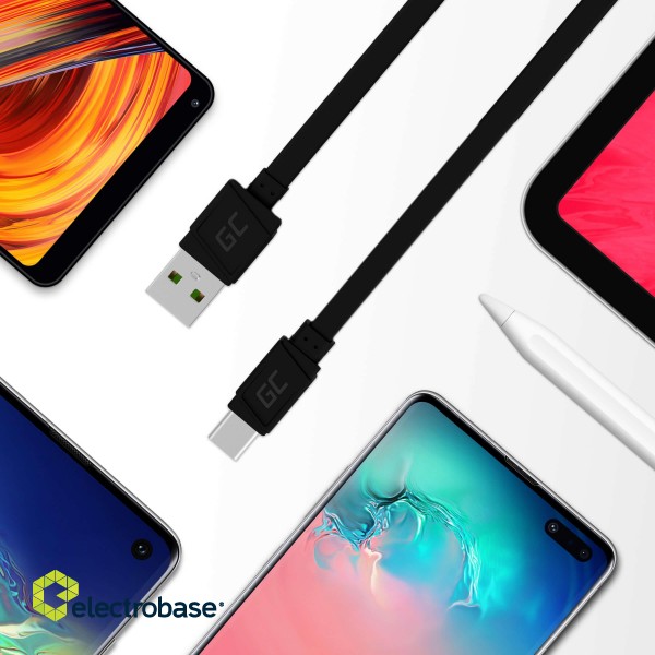 Green Cell Cable GCmatte USB-C Flat cable 25 cm with fast charging paveikslėlis 3