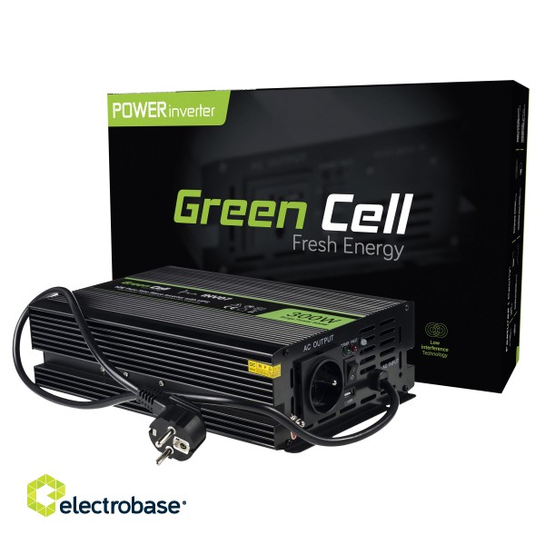 Green Cell Power Inverter UPS 12V to 230V Pure sine wave 300W/600W for furnances and central heating pumps фото 1
