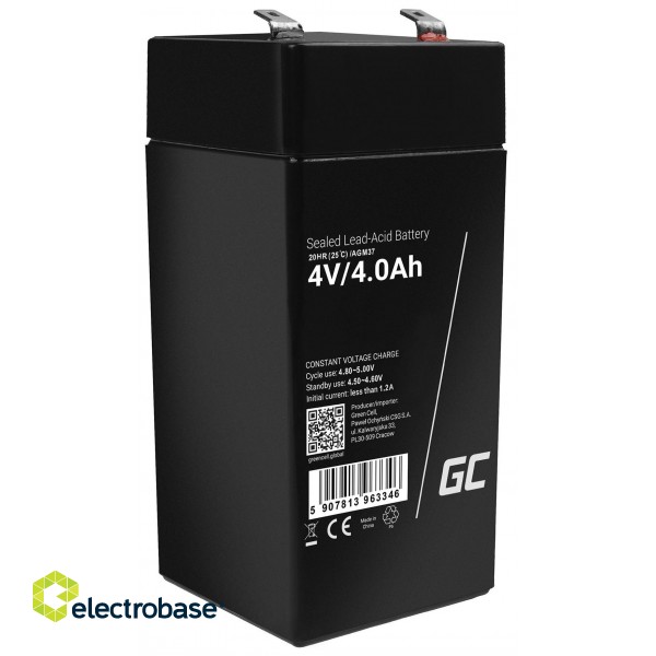 Green Cell AGM VRLA 4V 4Ah maintenance-free battery for the alarm system, cash register, toys image 1