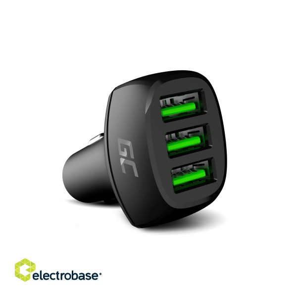 Green Cell GC PowerRide 54W 3xUSB 18W Car Charger with Ultra Charge fast charging technology image 1