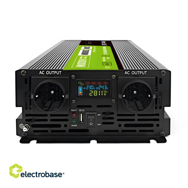 Green Cell PowerInverter LCD 24 V 3000W/60000W vehicle inverter with display - pure sine wave image 3