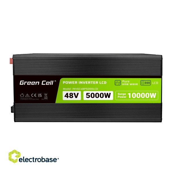 Green Cell PowerInverter LCD 48V 5000W/10000W car inverter with display - pure sine wave image 2