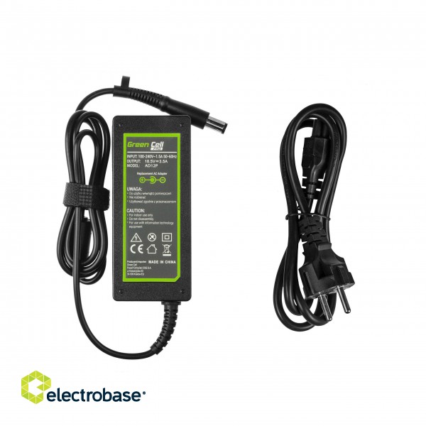Green Cell PRO Charger / AC Adapter 18.5V 3.5A 65W for HP 250 G1 255 G1 ProBook 450 G2 455 G2 Compaq Presario CQ56 CQ57 CQ58 image 5