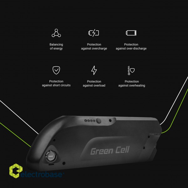Green Cell Battery 15.6Ah (562Wh) for Electric Bikes E-Bikes 36V paveikslėlis 2