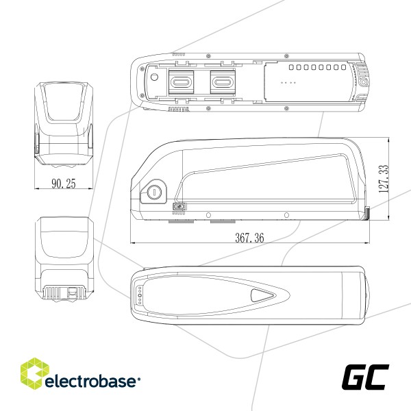 Green Cell E-bike Battery 48V 18Ah 864Wh Down Tube Ebike EC5 for Samebike, SMLRO with Charger paveikslėlis 4