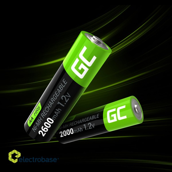 Green Cell Rechargeable Batteries 2x AA HR6 2600mAh paveikslėlis 3