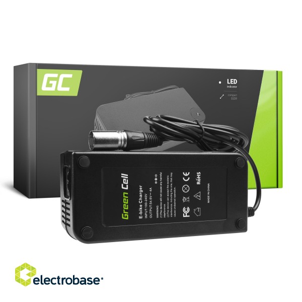 Green Cell Battery Charger 54.6V 4A (XLR 3 PIN) for E-BIKE 48V paveikslėlis 1