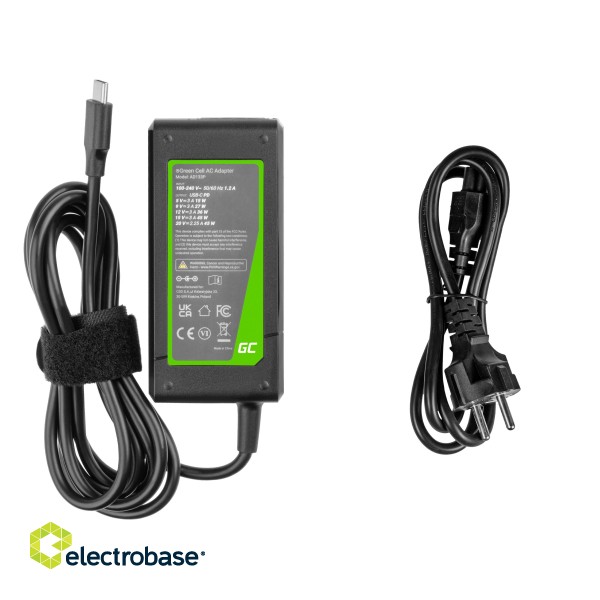 Charger / AC Adapter / Power Supply Green Cell USB-C 45W for laptops, tablets and phones фото 4