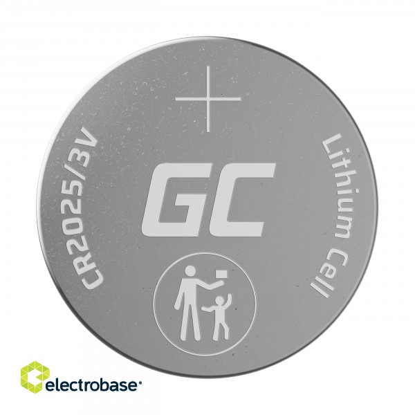 Green Cell Blister 10x Lithium Battery CR2025 3V 160mAh Button paveikslėlis 2