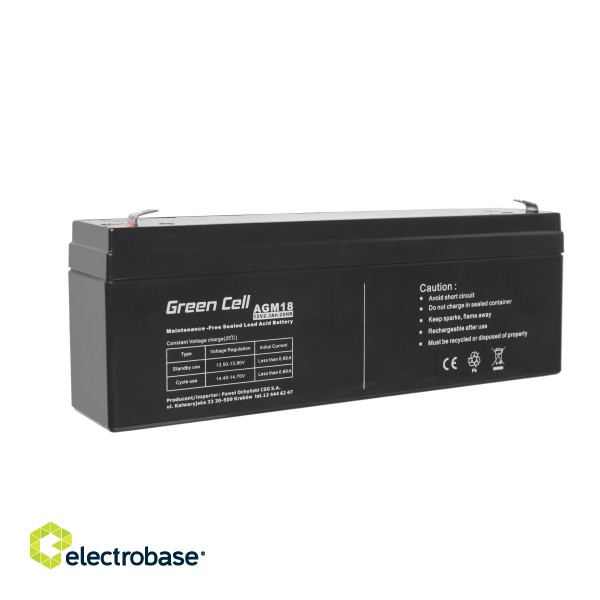 Green Cell AGM VRLA 12V 2.3Ah maintenance-free battery for the alarm system, cash register, toys фото 1