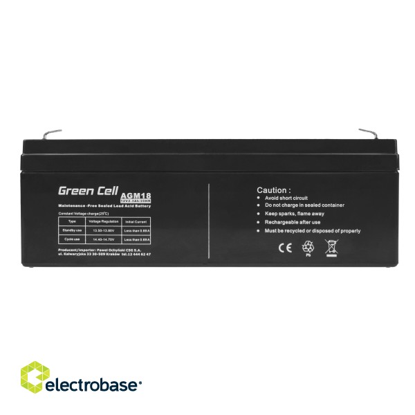 Green Cell AGM VRLA 12V 2.3Ah maintenance-free battery for the alarm system, cash register, toys фото 5