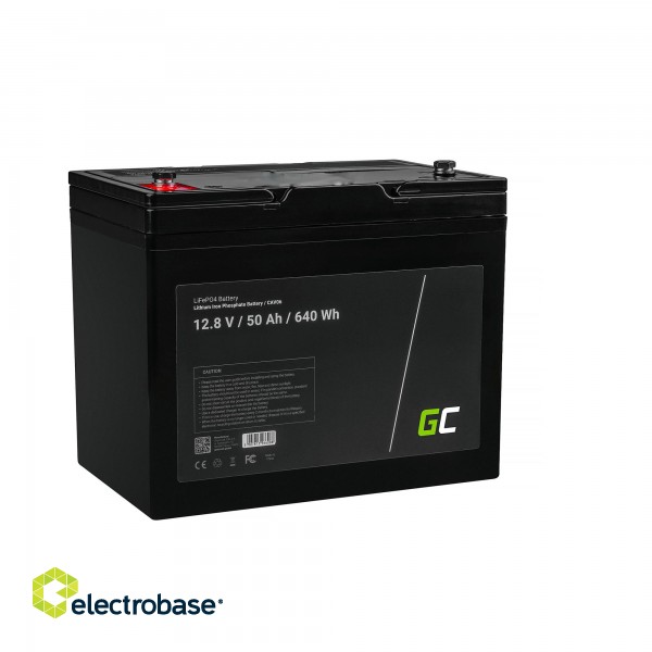 Green Cell LiFePO4 Battery 12V 12.8V 50Ah for photovoltaic system, campers and boats image 1