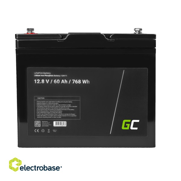 Green Cell LiFePO4 Battery 12V 12.8V 60Ah for photovoltaic system, campers and boats фото 2