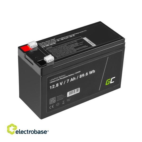 Green Cell LiFePO4 Battery 12V 12.8V 7Ah for photovoltaic system, campers and boats image 1