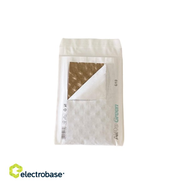 Бумажный конверт с пузырчатой внутренностью AirPro Green H/18, 290x360+50 (270x360)мм,  белый фото 3