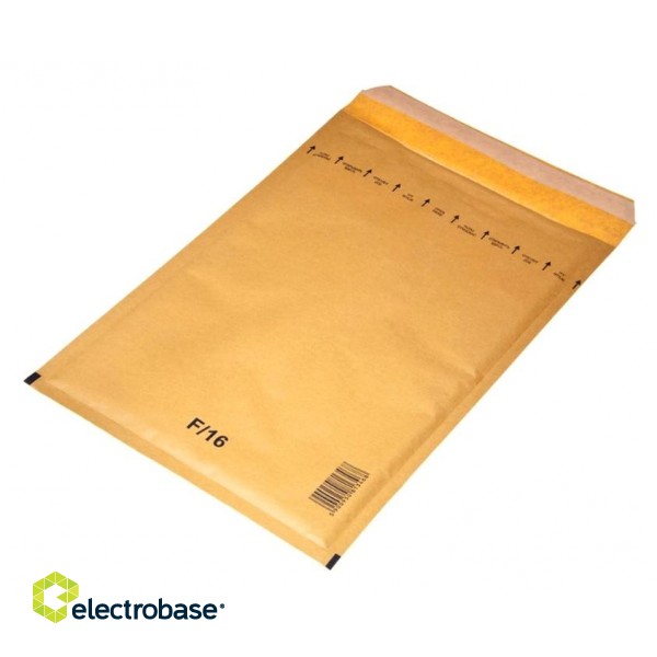 Бумажный конверт с пузырьковой пленкой F/16, 240x350+50(220x340) мм, желтый фото 2